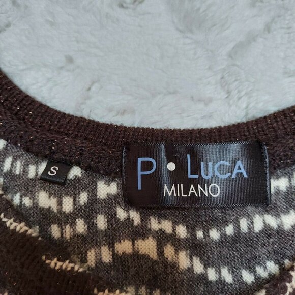 P. Luca Milano Womens Small Multicolor Embellished Sequin Knitted Tunic Top - Picture 3 of 7